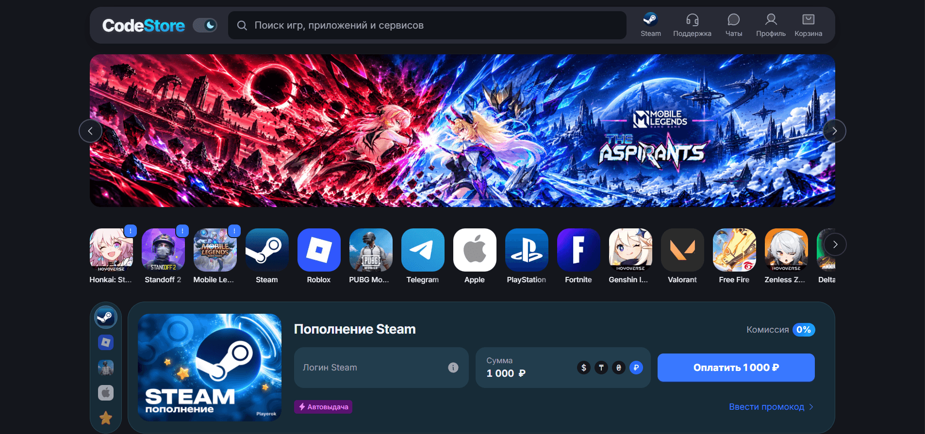 CodeStore — Клиентский проект · цифровые товары